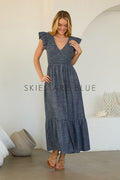 Kendra Smocked Bodice Tiered Skies are Blue Dress
