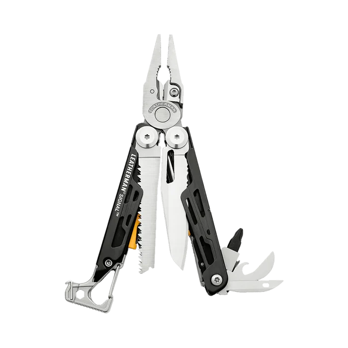 Multitool with various tools on a white background