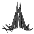 Black multi-tool with various components on a white background