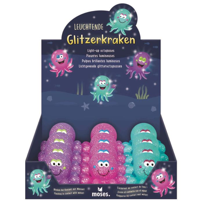 Lichtgevende bad octopus glitter 3 varianten