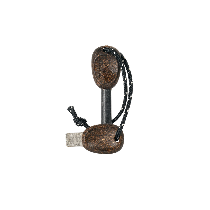 Ferro rod with a chain on a white background