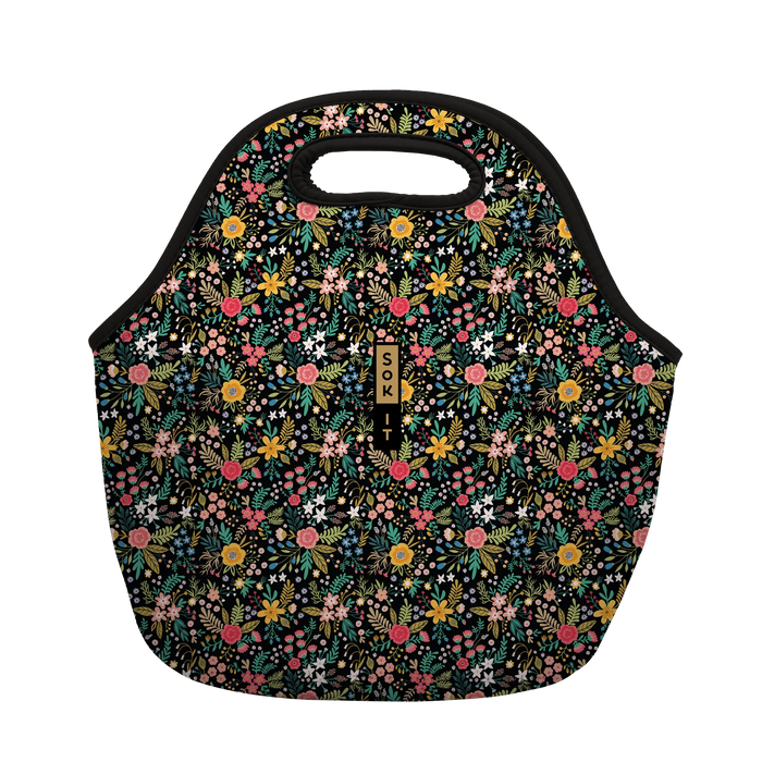 Sok-It LunchTote - Black English Garden Picnic   LunchTote-FW Floral