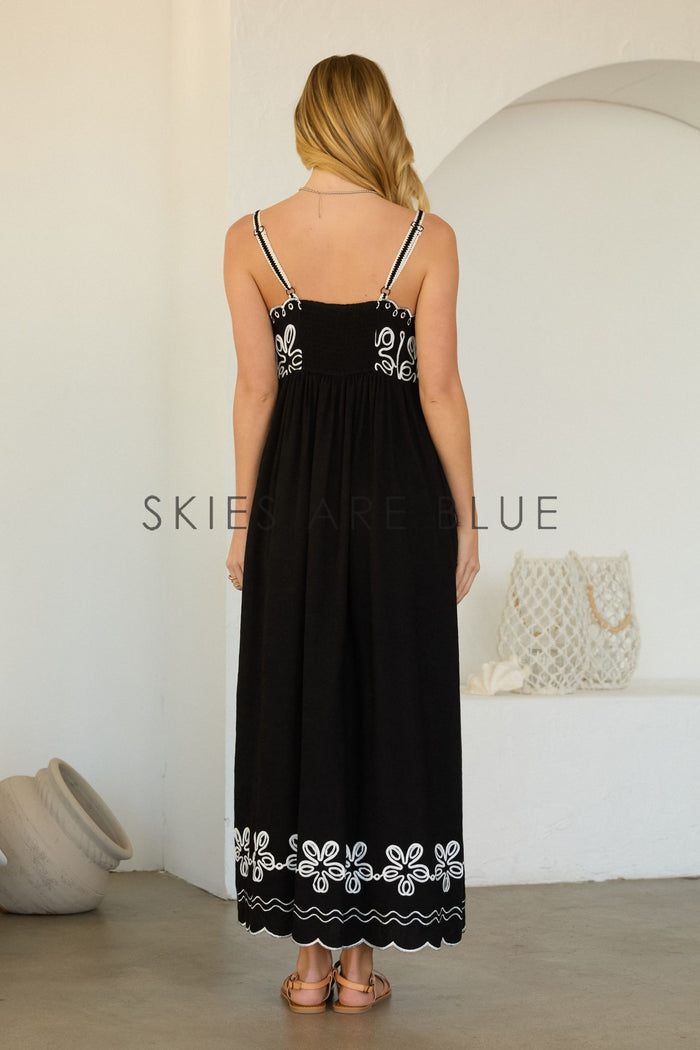 Marlene Embroidered Maxi Skies are Blue Dress