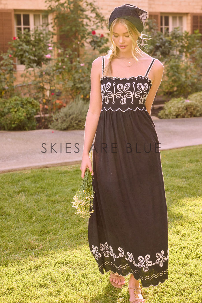 Marlene Embroidered Maxi Skies are Blue Dress