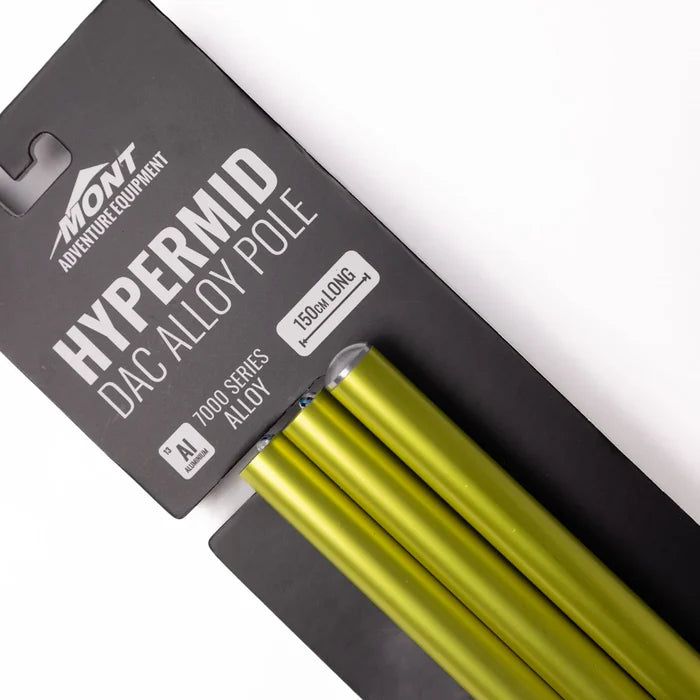 DAC alloy pole with Mont Adventure Equipment packaging on a white background