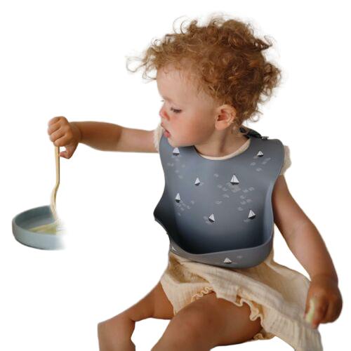 Mushie l Silicone Plate met vakken Powder Blue