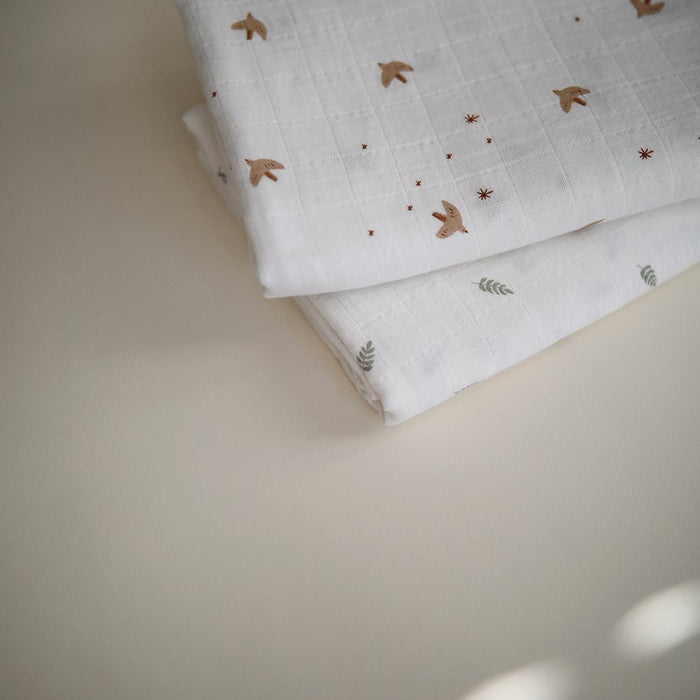 Mushie | Swaddle 120x120 Leaves