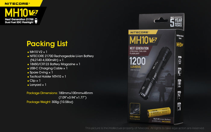 Nitecore MH10V2 EDC USB-C Rechargeable Torch 4