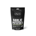 Black package of offgrid Garlic Potatoes on a white background