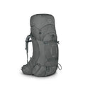Gray backpack with Osprey logo on a white background