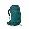 Teal Osprey Eja 48l hiking backpack with visible brand logo on a white background