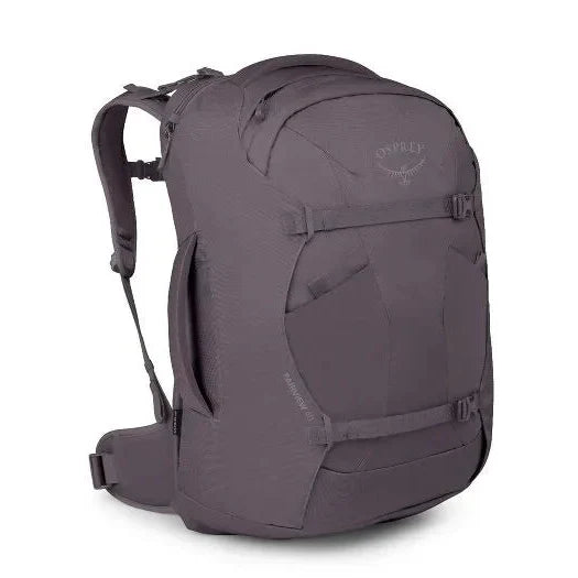 Gray backpack on a white background
