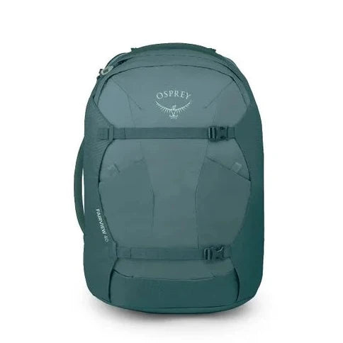 Teal Osprey backpack on a white background