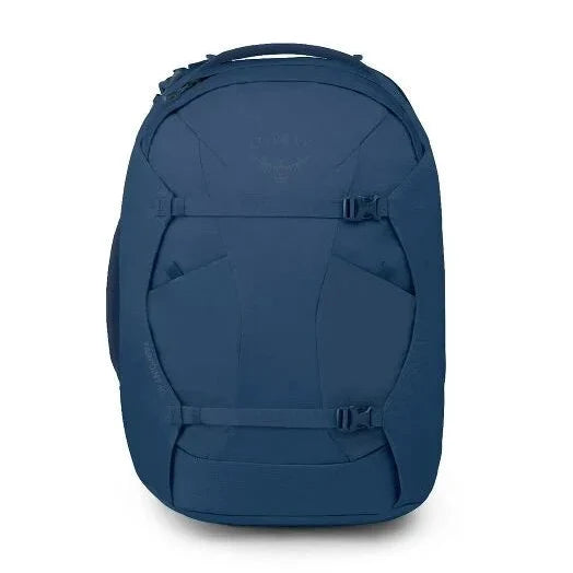 Blue backpack on a white background