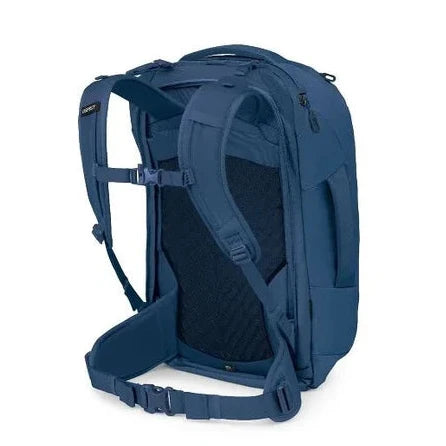 Blue backpack on a white background