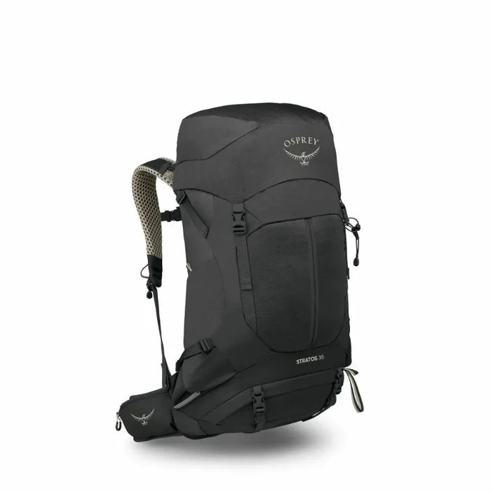 Black Osprey Mens 36l hiking backpack on a white background
