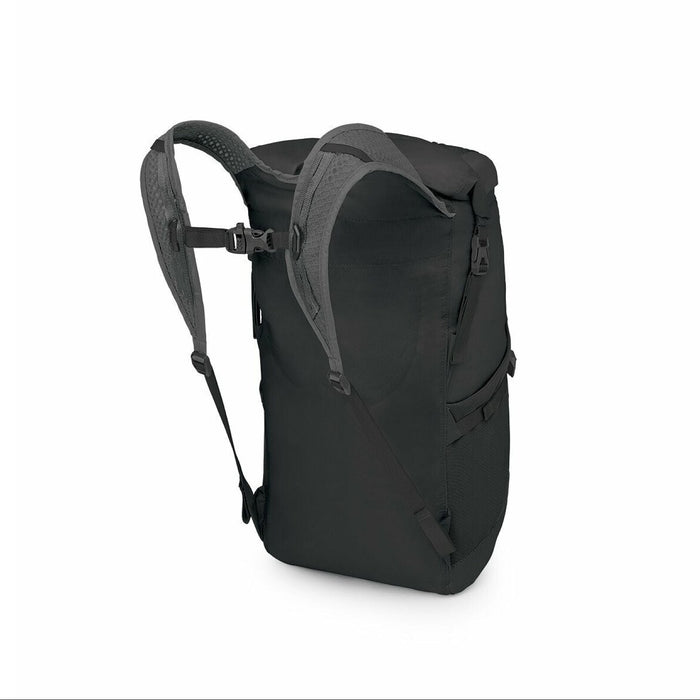 Black backpack on a white background