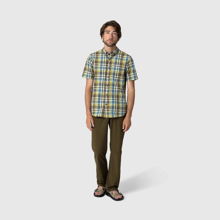 Outdoor Research Men's Rooftop Short Sleeve Shirt - Dark Olive Plaid 4