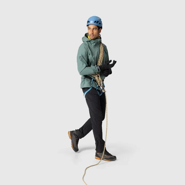 Outdoor Research Men's Skychaser Rain Jacket - Malachite with Climbing Gear 5