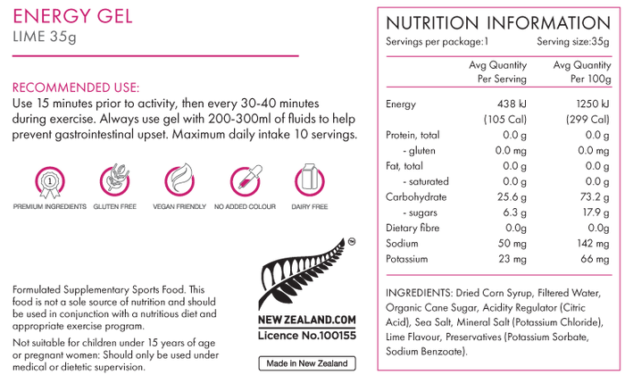 PeakFuel Energy Gel 35g - Lime - Box of 16 gels 3