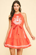 PINCH Blaire Halter Floral Embroidered Mini Dress