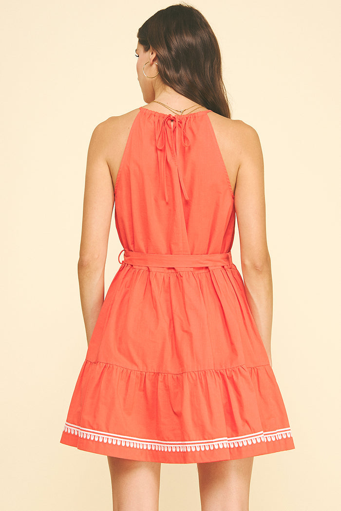 PINCH Blaire Halter Floral Embroidered Mini Dress