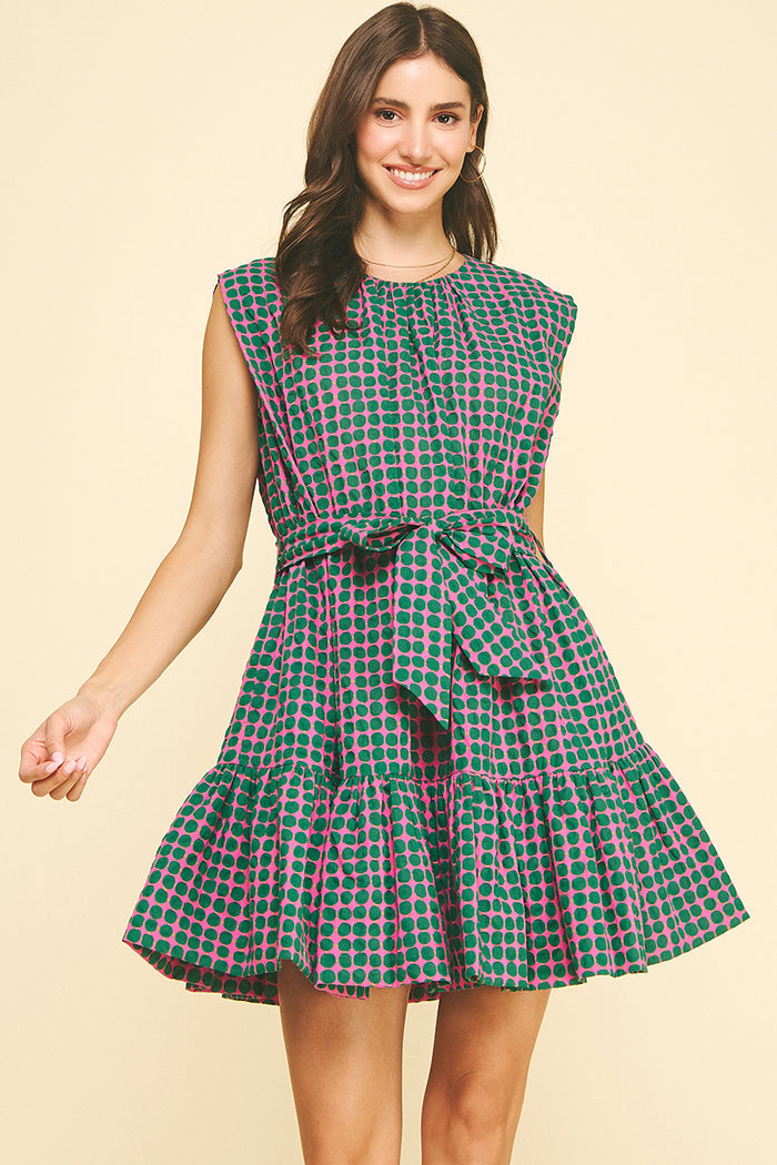 PINCH Pia Polka Dot Tiered Mini Dress
