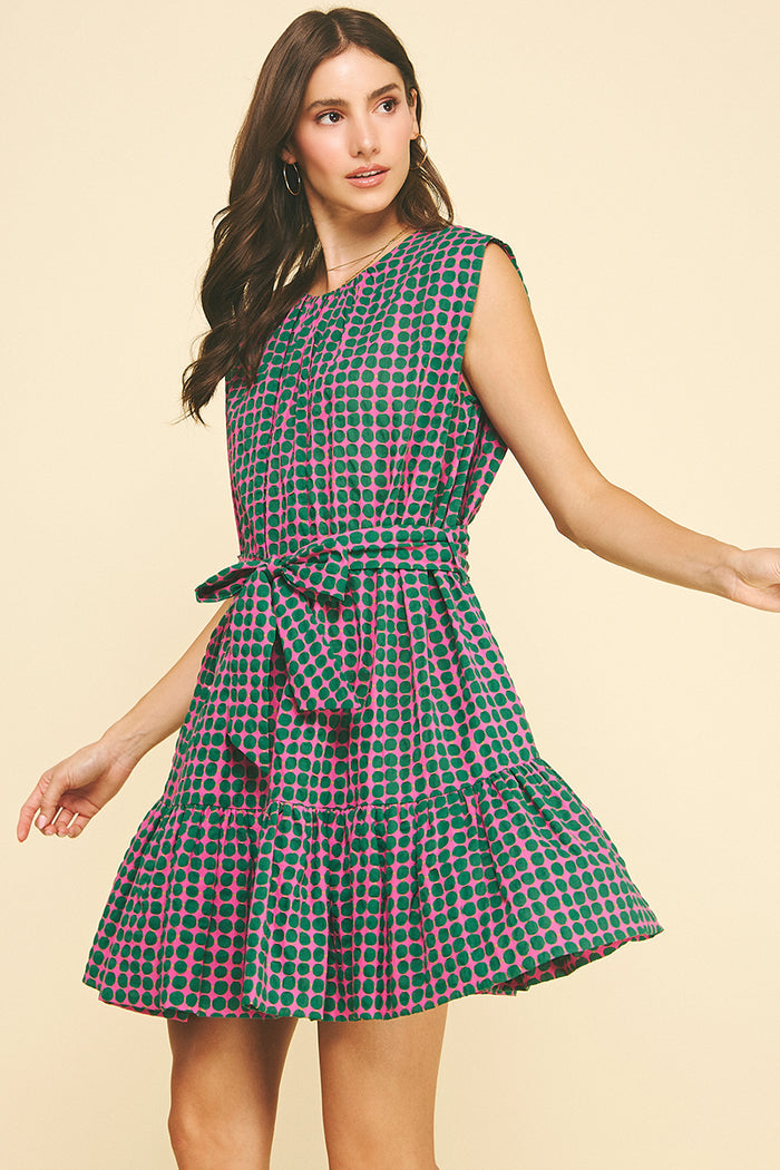 PINCH Pia Polka Dot Tiered Mini Dress