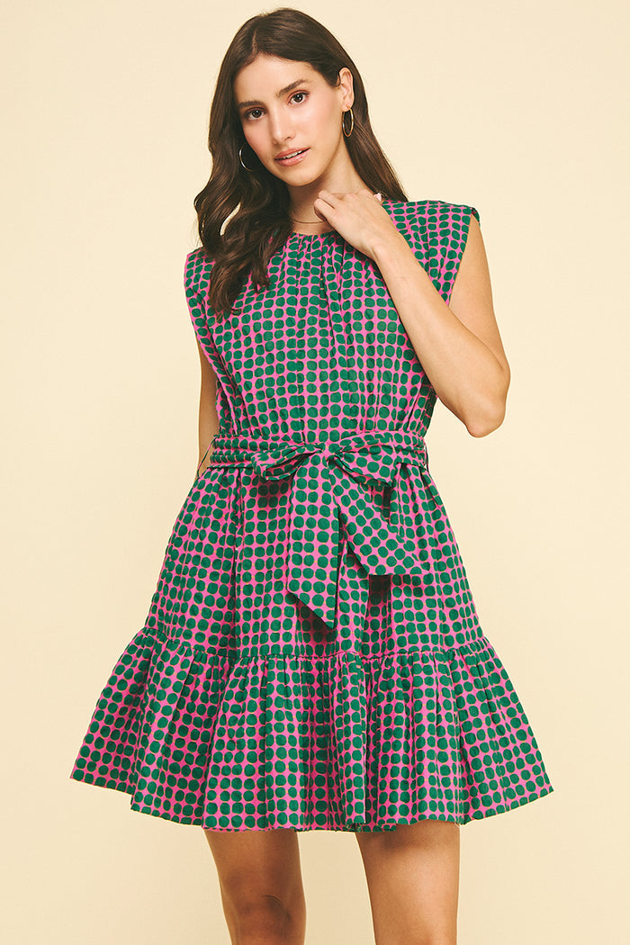 PINCH Pia Polka Dot Tiered Mini Dress