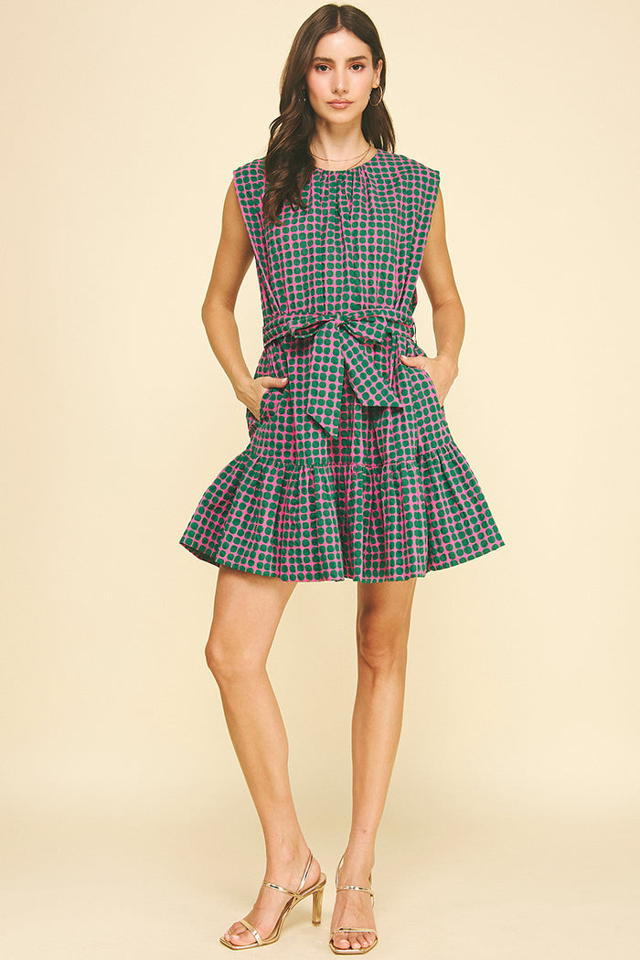 PINCH Pia Polka Dot Tiered Mini Dress