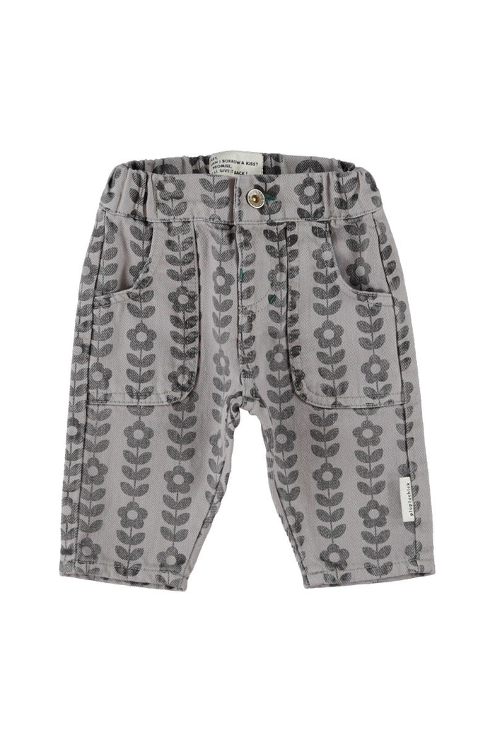 Piupiuchick | Baby trousers grey w/ black flowers