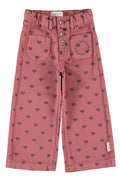 Piupiuchick | Flare trousers pink w/ black hearts