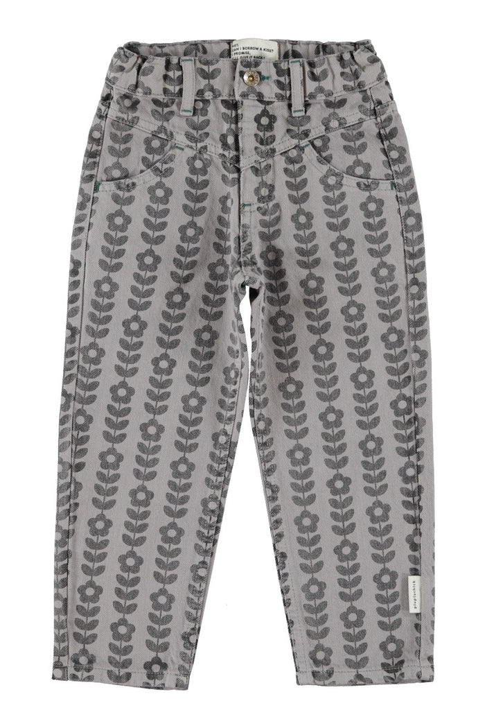 Piupiuchick | Mom fit trousers grey w/ black flowers