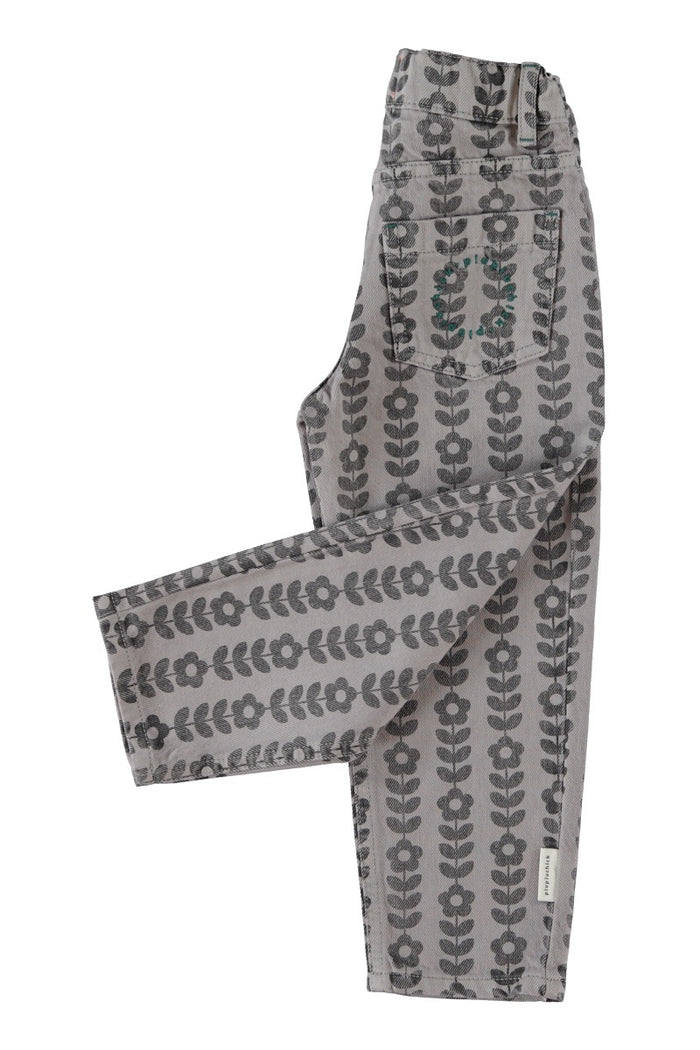 Piupiuchick | Mom fit trousers grey w/ black flowers