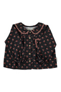 Piupiuchick | Peter pan collar blouse black w/ flowers