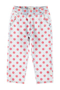 Piupiuchick | Trousers light blue denim w/ red dots