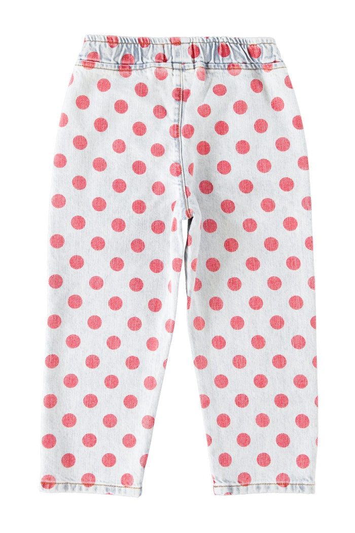 Piupiuchick | Trousers light blue denim w/ red dots