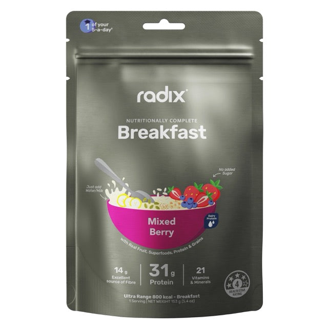 Radix Mixed Berry breakfast package on a white background