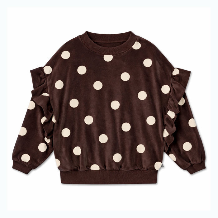 Repose AMS | Ruffle Sweater Chocolate Polka Dot