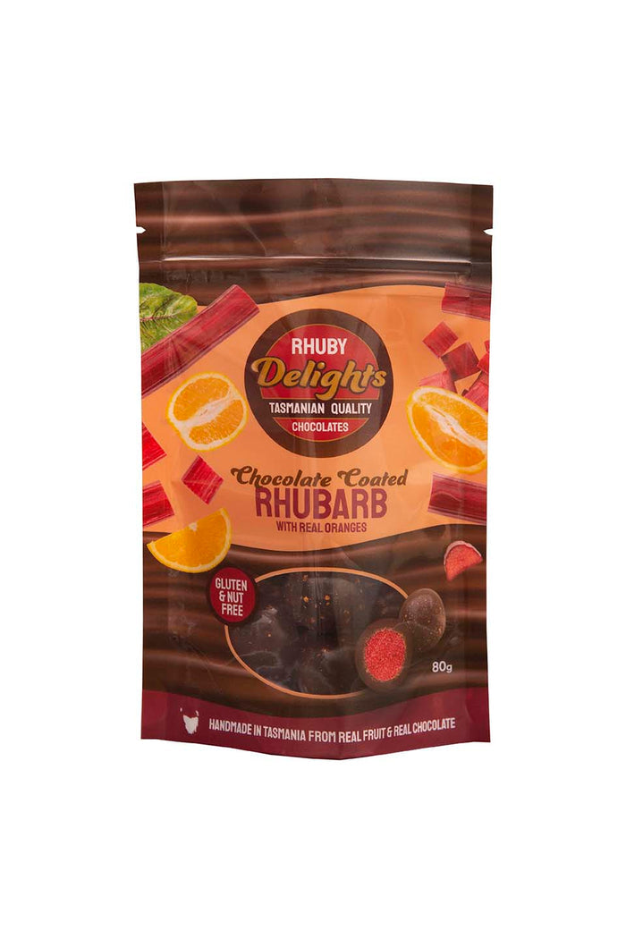 Rhuby Delights Chocolate Coated Rhubarb - hint of orange