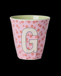 Rice | Melamine beker - Alfabet Flowers Roze