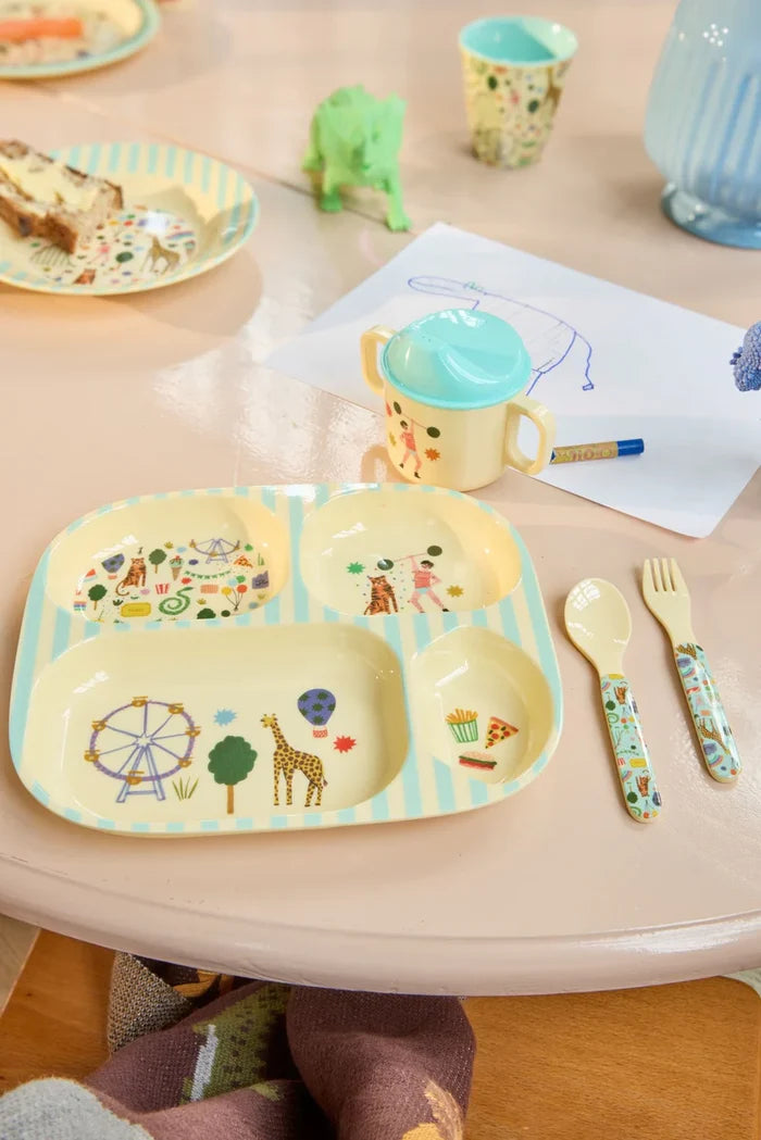 Rice | Melamine Dinner Gift set | Mint Fun Fair Print