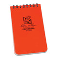 Orange notebook with 'Rite in the Rain' logo and text on a white background