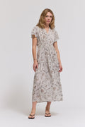Rivi Grade and Gather Ruffle Satin Midi Dress