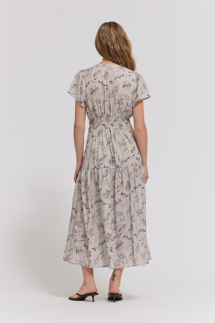 Rivi Grade and Gather Ruffle Satin Midi Dress