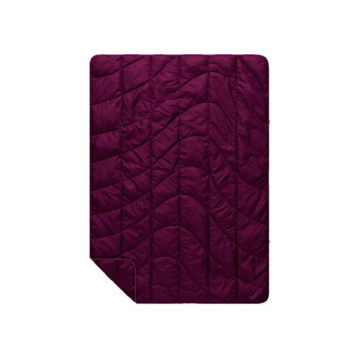 Rumpl Travel Puffy Blanket Plum laid out