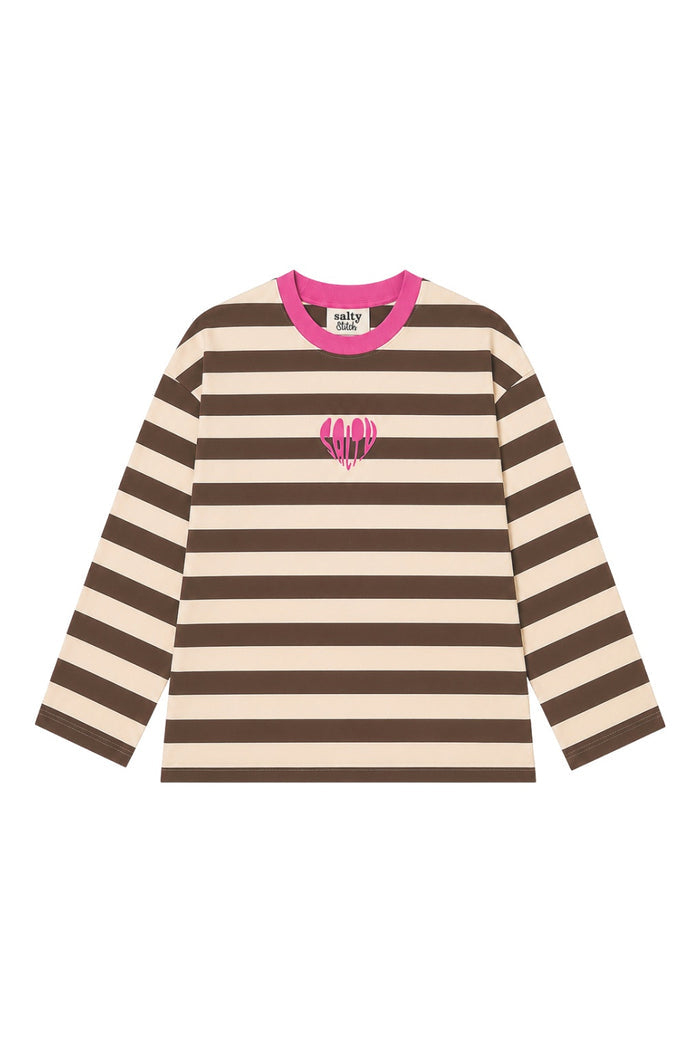 Salty Stitch | Salty Skater Tee Stripes - Beige/Brown