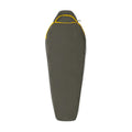 Green sleeping bag with yellow accents on a white background