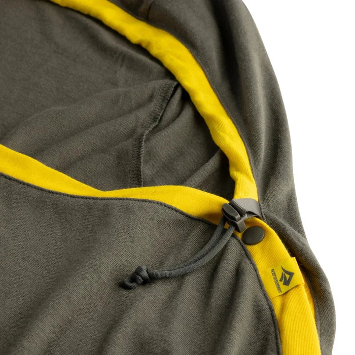 Gray liner with yellow trim and a visible brand logo on a white background