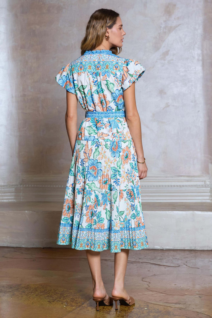Serena Pleated Tiered Skirt Midi Current Air Dress